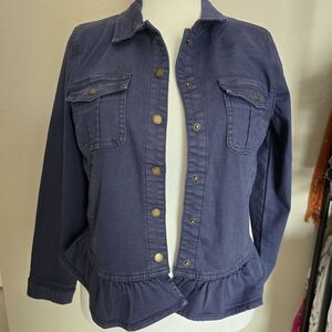 Belle Boho Kim Gravel Small Stretch Peplum Blue Denim Jacket